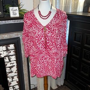 SOLD!!!!!!!!! MICHAEL Michael Kors Pink Tie Front 3/4 Sleeve Blouse